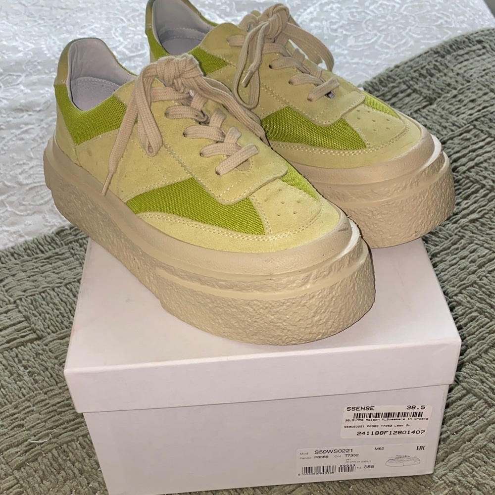 MM6 Maison Martin Margiela Yellow and Cream Platform Sneakers